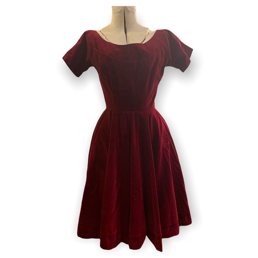 Red Velvet Swing Dress